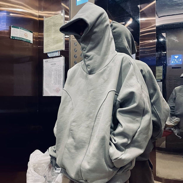 High Street Breasted Tide Brand Loose Oversize Pure Color Vibe Hoodie