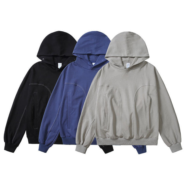 High Street Breasted Tide Brand Loose Oversize Pure Color Vibe Hoodie