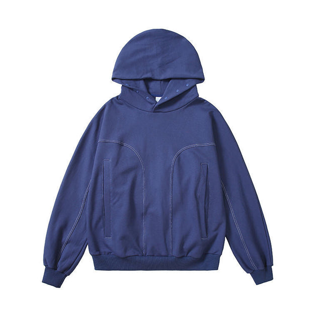 High Street Breasted Tide Brand Loose Oversize Pure Color Vibe Hoodie