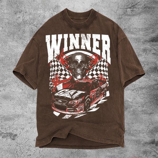 Skull Racing Graphic Print Short Sleeve T-Shirt