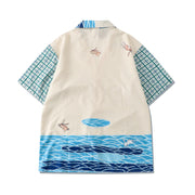 Casual Printing Cartoon Digital Loose Short Sleeve Shirt Shorts Set