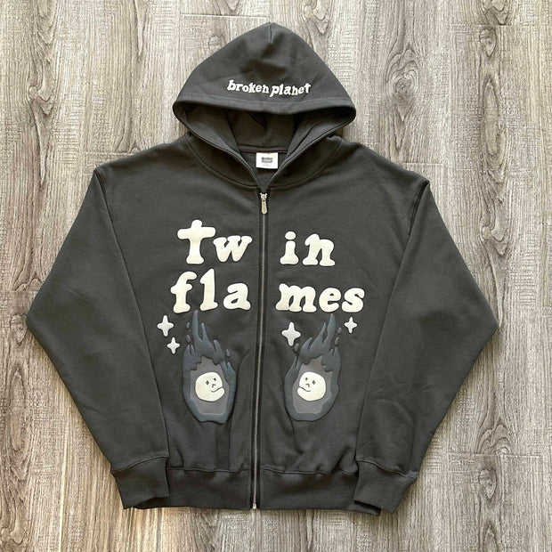 Retro Hip Hop Casual Zip Hoodie