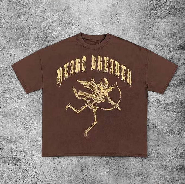 Cupid skull casual street T-shirt