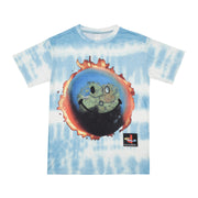 Street tie-dye smiley earth print loose T-shirt
