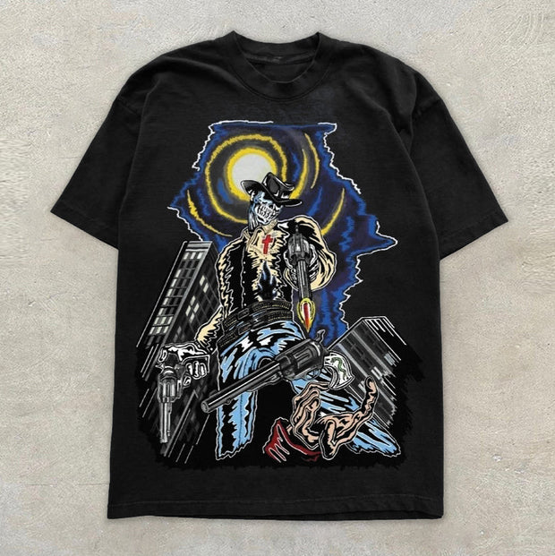 Street Style Skull Crew Neck Short Sleeve T-Shirt