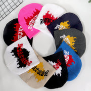 Trendy pullover love flame jacquard knitted hat