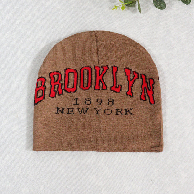 Woolen hat English letter knitted hat men and women warm hat