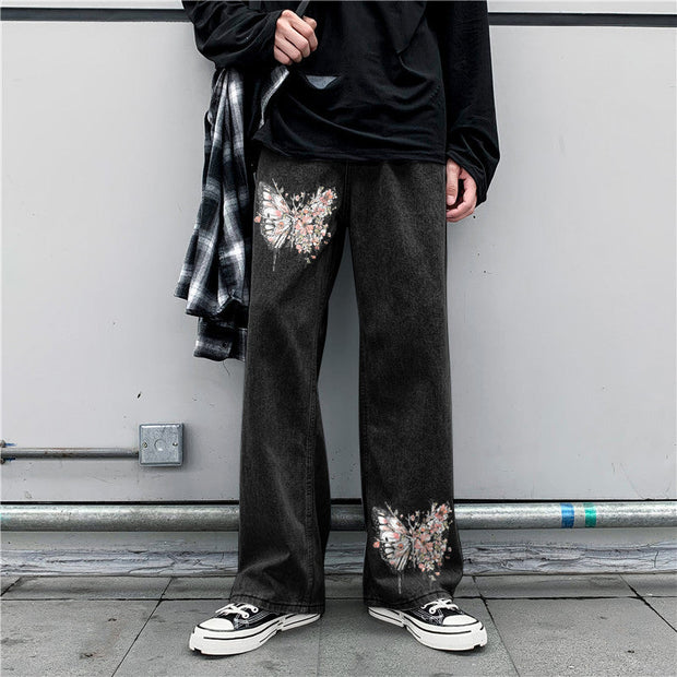 Butterfly street style loose casual jeans