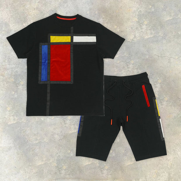 Fashion Print Short Sleeve Shorts Set