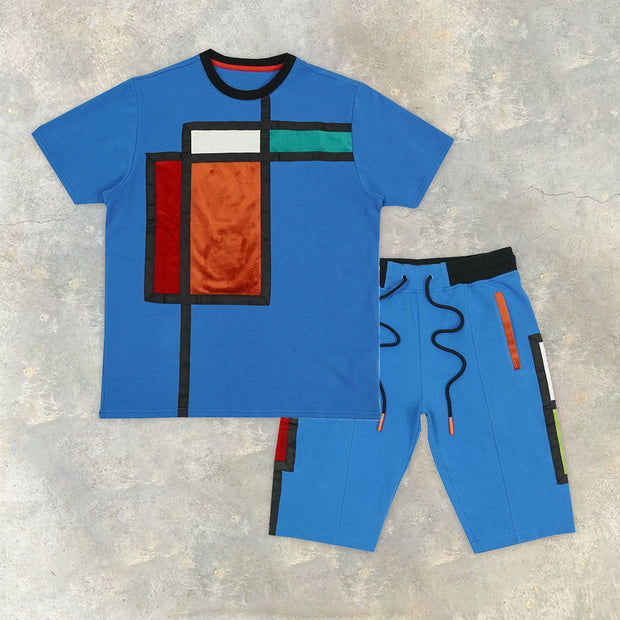 Fashion Print Short Sleeve Shorts Set