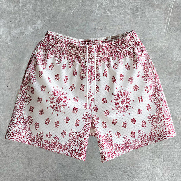 Fashion Vintage Cashew Flower Casual Shorts