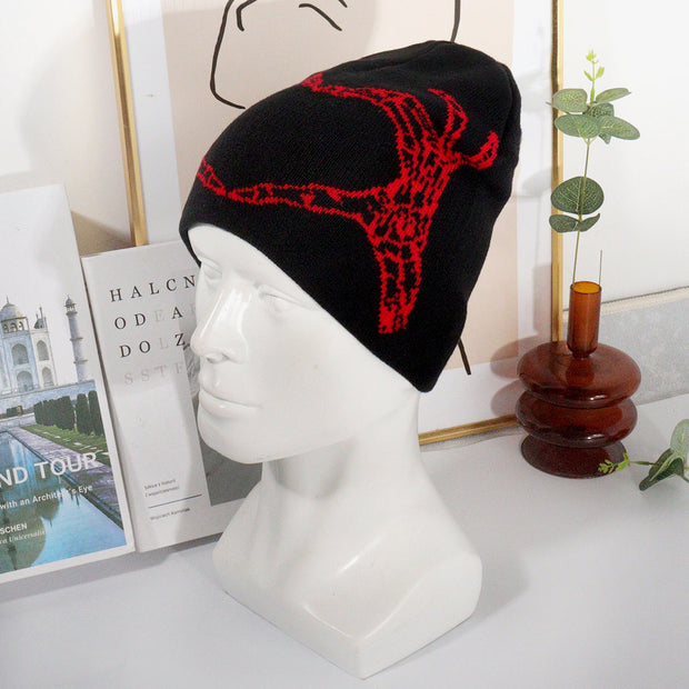 Trendy new love skull hand-painted knitted hat to keep warm