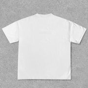 Fashionable retro print short-sleeved loose T-shirt