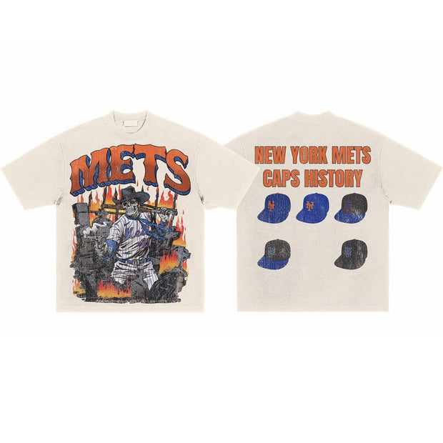 Mets Baseball Print Slouchy Mesh Two-Pack