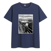 Retro cotton round neck print short-sleeved T-shirt