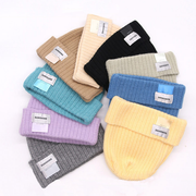 Letter double label woolen warm knitted hat