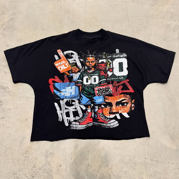 Street Boy Print Short Sleeve T-Shirt