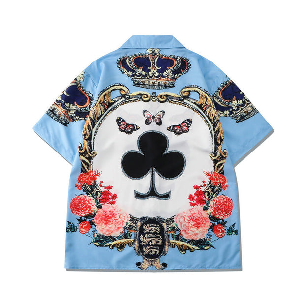 Street Short Sleeve Butterfly Beach Shirt Shorts Set