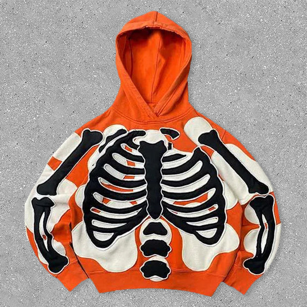 Streetwear contrast patchwork hoodie