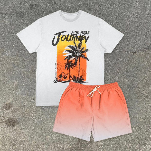 Retro trendy brand printed street short-sleeved suit