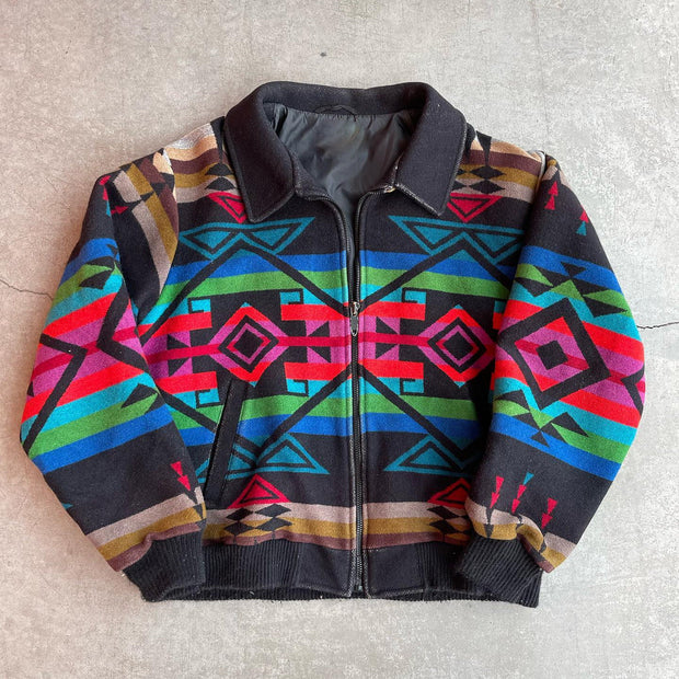 Aztec tribal style lapel tie lined jacket