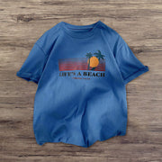 Hawaiian coconut tree print street short-sleeved T-shirt