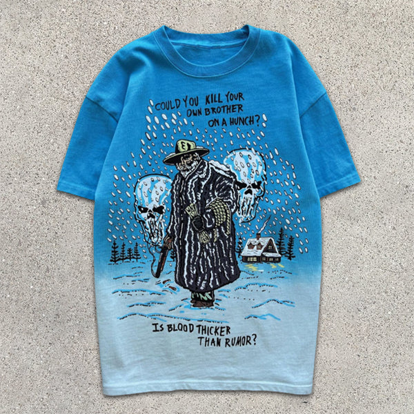 Skull Graphic Drop Dye Short Sleeve T-Shirt