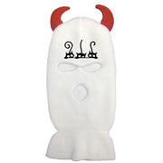 Cow horn knitted warm autumn and winter woolen hat embroidered ski mask