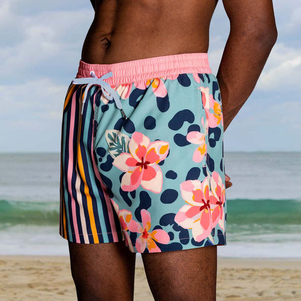 Paneled Colorblock Beach Resort Shorts