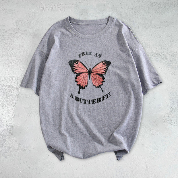 Butterfly Duplex Short Sleeve Fashion T-shirt