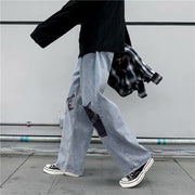 Personalized print street fashion denim trousers