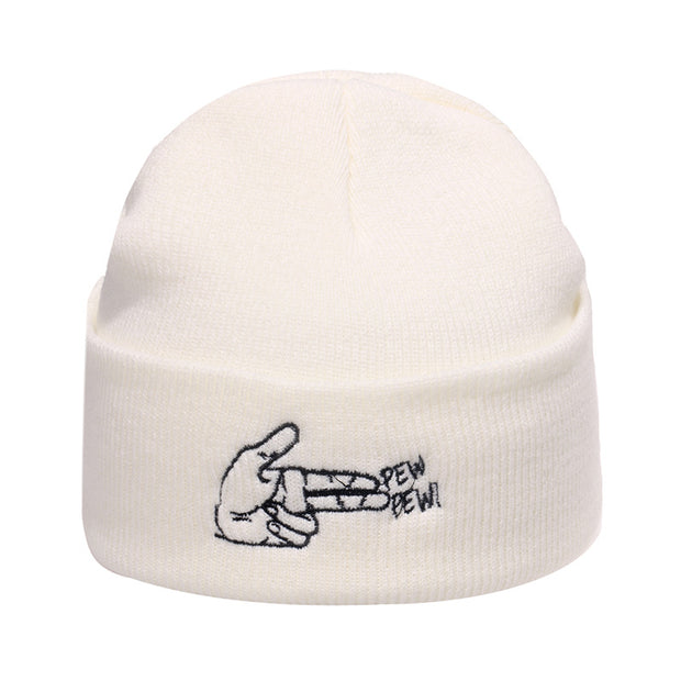 Outdoor hip-hop sun embroidered knitted wool hat