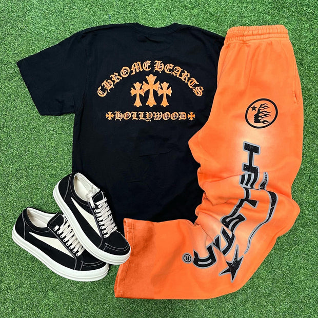 Casual Letters Print T-shirt Sweatpants Two Piece Set