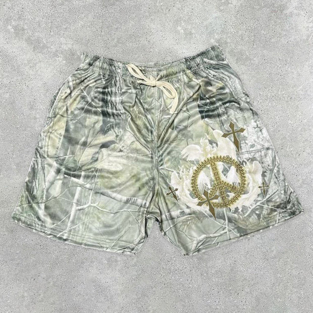 Fashionable personality street style cross print shorts