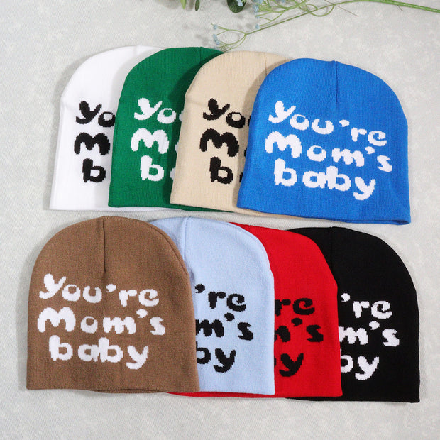 Knitted pullover English letter Y2K jacquard men's and women's hats