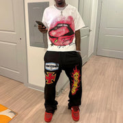 Fashion Lips T-Shirt Sweatpants Two Piece Set