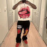 Fashion Lips T-Shirt Sweatpants Two Piece Set