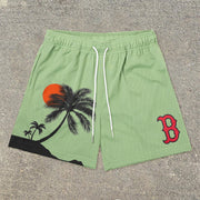 Hawaiian Fashion Print Mesh Shorts