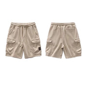 Simple contrast color stitching loose straight drape five-point sweatpants
