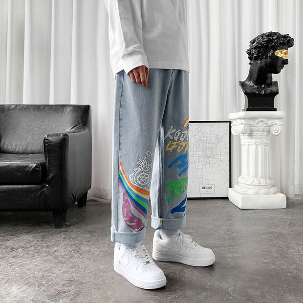 Loose straight hip hop casual cropped pants