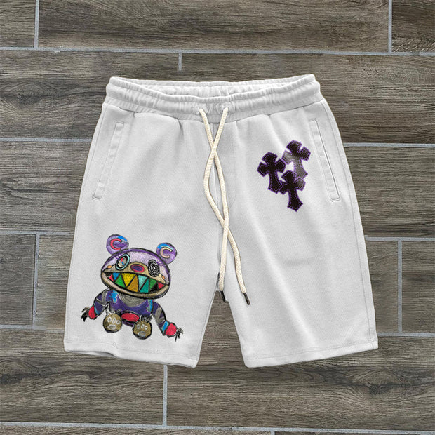 Jesus Cross Pattern Vintage Street Shorts