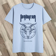 Cotton round neck literary print short-sleeved T-shirt