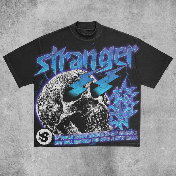 Skull print casual street T-shirt