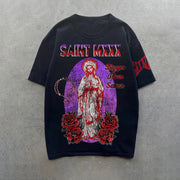 Notre Dame trendy brand retro print short-sleeved T-shirt