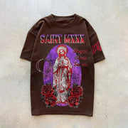 Notre Dame trendy brand retro print short-sleeved T-shirt