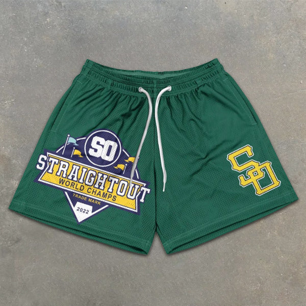 Slogan Graphic Print Elastic Shorts