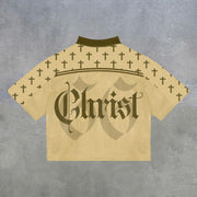 God casual street V-neck mesh T-shirt