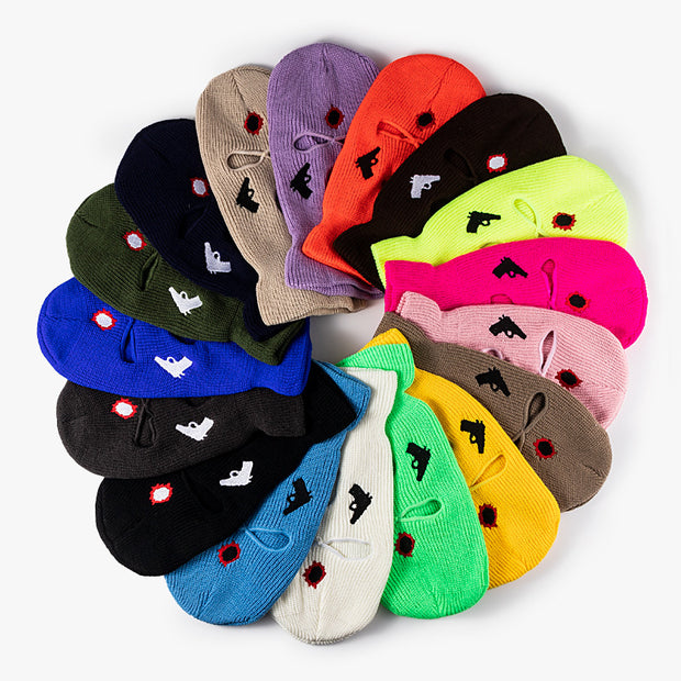 Street Couple Embroidered Three-Hole Beanie