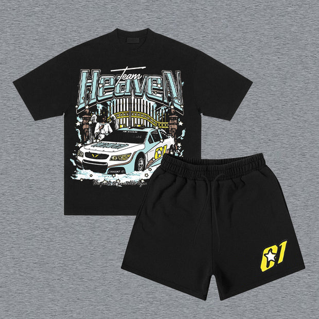 Racer No. 01 Print Short Sleeve Two Piece Set