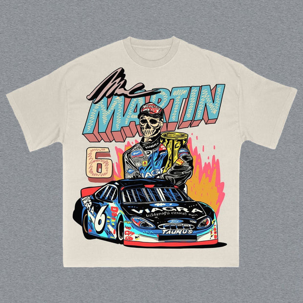 Fashion Racing Print Short Sleeve T-Shirt